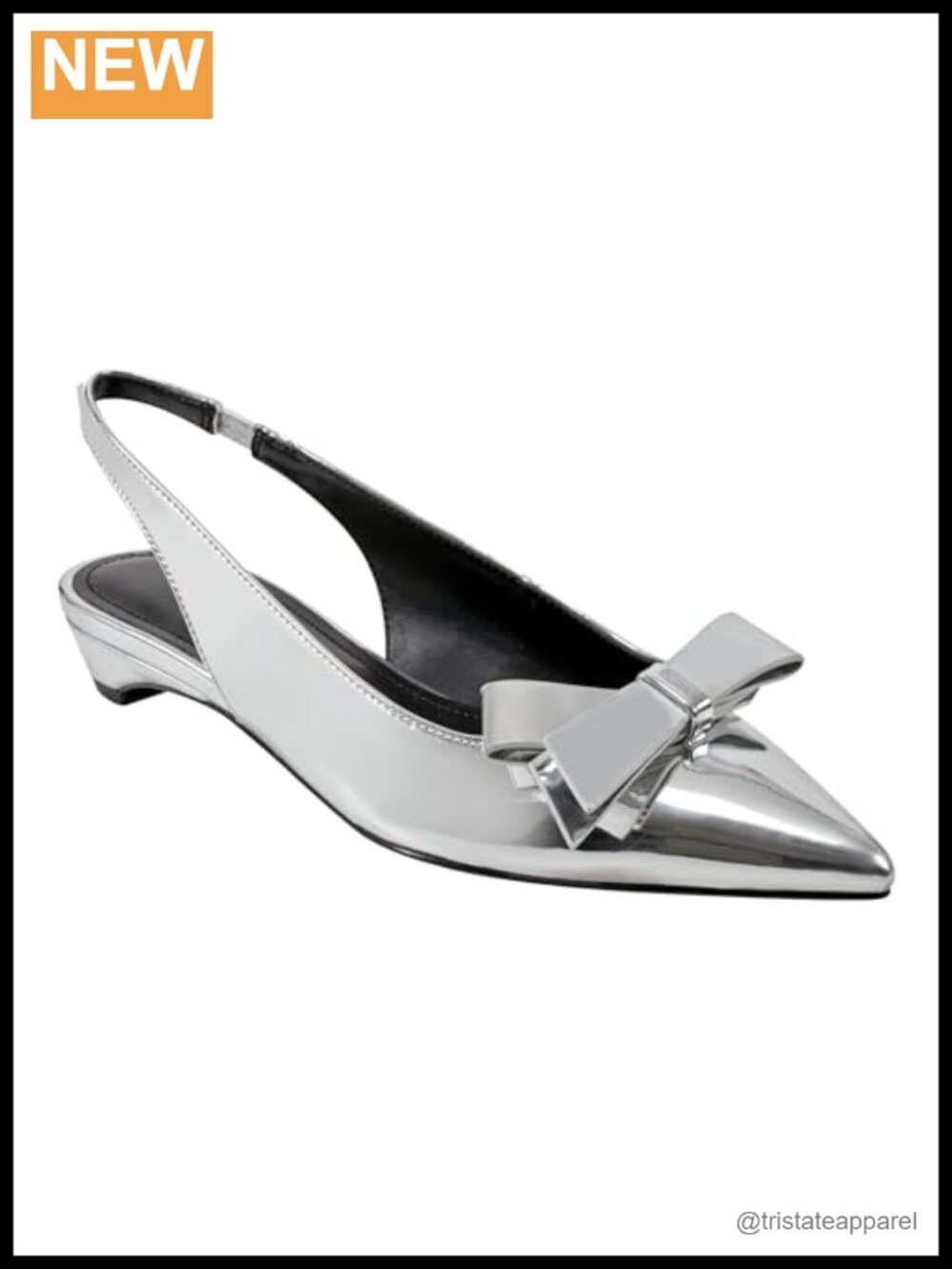 Pointed Toe Dress Flats with Bow Detailing Slingback Strap